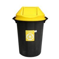 ราคา MODERN ถังขยะพลาสติก 112 ลิตร ฝาสวิง ฝาสีเหลือง |BAI| ถังสีดำ (10523503)