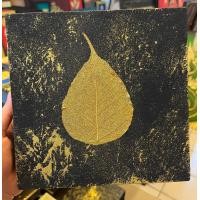 ราคา POTONG SHOP ภาพวาดมงคล ใบโพธิ์ 20x20 ดำ(ใบทอง) (12329182)
