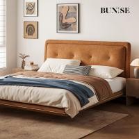 ราคา BUNISE เตียงผ้าลอยตัว รุ่น H2009 สไตล์ฝรั่งเศสวินเทจ บุผ้านุ่ม ฐานยกสูง (5 ฟุต/6 ฟุต) KING (12712392)