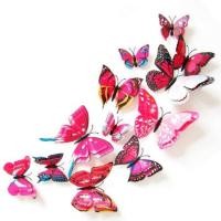 ราคา Sticker Life ผีเสื้อ 3มิติ สวย ลายเหมือนจริง 1ชุดได้12ตัว 3D Butterfly ปีก2ชั้น Double Layer 2ชั้น แดง(Red) (12549825)