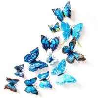 ราคา Sticker Life ผีเสื้อ 3มิติ สวย ลายเหมือนจริง 1ชุดได้12ตัว 3D Butterfly ปีก2ชั้น Double Layer 2ชั้น ฟ้า(Blue) (12549824)
