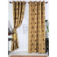 ราคา P-Plus Curtain ม่านสำเร็จรูปประตู ม่านตาไก่ ขนาด 140 x 220 ซม. HACHI 5/10 ม่านประตูสีน้ำตาลทองลายดอกไม้ Dimout normal (12714988)