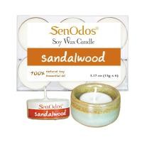 ราคา SenOdos เทียนหอมอโรม่ากลิ่นไม้หอมแก่นจันทร์แท้ 15 g. (6 PCS) + เชิงเทียน Tealight Set Sandalwood (10434755)