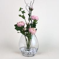 ราคา Oriental Fine Art ดอกรานังคูลัสสีชมพูพาสเทลพร้อมแจกัน - หินสีขาว (10797104)