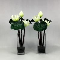 ราคา Oriental Fine Art ดอกบัวในแจกันแก้วทรงสูงบูชาพระ - 1 คู่ (10799580)