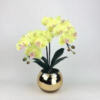 ราคา Oriental Fine Art แจกันกล้วยไม้ประดิษฐ์ กล้วยไม้ฟาแลนสีเหลืองจัดในแจกันสีทอง ZCLO-65-16-G F9 (10794769)