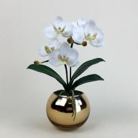 ราคา Oriental Fine Art กล้วยไม้พร้อมแจกันแก้วสีทอง ZCO-65-6-G F9 (10796043)