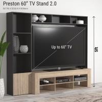 ราคา Tomato Home ชุดตู้ชั้นวางทีวี Preston 2.0 TV60นื้ว ก179.5ซม | ชั้นวางทีวี ตู้วางทีวี ชุดใหญ่จัดเต็ม | เก็บของได้เยอะมาก TV-P60A-2.0ฟอสซิลเทา (10970345)
