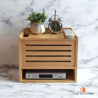 ราคา INDY FURNISH WIFI-02 กล่องWIFI กล่องเก็บสายไฟ กล่องเก็บปลั๊กไฟ แท่นวางชาร์จมือถือ ไม้ยางพารา (12693813)