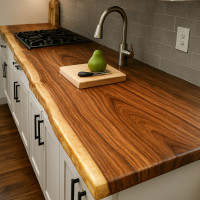 ราคา Blue Sea Wood ท็อปเคาเตอร์ครัว ไม้จามจุรีแผ่นเดียว ลายธรรมชาติ จัดส่งฟรี!! 40x200x5 cm (12725780)