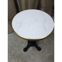 ราคา Magan Chair โต๊ะหินอ่อนเทียมกลมขาว ขอบทอง ขาเหล็กหล่อโรมันสิงห์ 4 แฉก (12722337)