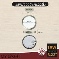 ราคา Mylight ดาวไลท์ติดลอย ดาวไลท์ LED ทรงกลม 6W 9W 12W 18W 24W ขนาด 4นิ้ว 6นิ้ว 8นิ้ว 11นิ้ว 18W 6นิ้ว ขอบเงิน,แสงขาว WH 9000K (12722946)