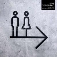 ราคา Designfac ป้ายบอกทางห้องนำ้ชายหญิง ป้ายหน้าห้องนำ้แบบมีลูกศรบอกทาง สุขา สไตล์โมเดิร์น ลอฟท์ มินิมอล ดำ ป้ายโมเดิร์น (10374946)