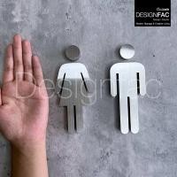 ราคา Designfac,ป้ายห้องน้ำสแตนเลส ป้ายสัญลักษณ์ห้องนำ้ชายหญิง สไตล์โมเดิร์น มินิมอล ลอฟท์ ไม่เป็นสนิม สแตนเลสเงิน ผู้ชาย 1 + ผู้หญิง 1 (10374957)