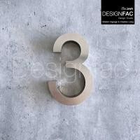 ราคา Designfac ป้ายเลขที่บ้านตัวเลขสแตนเลส เลข 0-9/M. ม. สูง15cm นูน2.5cm ทนแดดทนฝน สไตล์โมเดิร์นลอฟท์ เลข 3 -15cm สีเงินด้านแฮลาย (10373907)