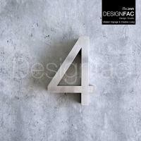 ราคา Designfac ป้ายเลขที่บ้านตัวเลขสแตนเลส เลข 0-9/M. ม. สูง15cm นูน2.5cm ทนแดดทนฝน สไตล์โมเดิร์นลอฟท์ สีเงินด้านแฮลาย เลข 4 -15cm (10373908)