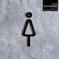 ราคา Designfac,ป้ายห้องน้ำชายหญิง ป้ายติดหน้าห้องน้ำ ป้ายสัญลักษณ์ห้องน้ำมินิมอล สไตล์โมเดิร์นลอฟท์ สีดำ หญิง 1 ป้าย (12396962)