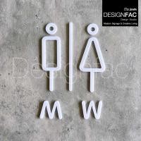 ราคา Designfac,ป้ายห้องน้ำชายหญิง ป้ายติดหน้าห้องน้ำ ป้ายสัญลักษณ์ห้องน้ำมินิมอล สไตล์โมเดิร์นลอฟท์ สีขาว ชาย M + หญิง W (12396966)