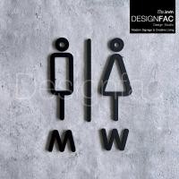 ราคา Designfac,ป้ายห้องน้ำชายหญิง ป้ายติดหน้าห้องน้ำ ป้ายสัญลักษณ์ห้องน้ำมินิมอล สไตล์โมเดิร์นลอฟท์ สีดำ ชาย M + หญิง W (12396965)