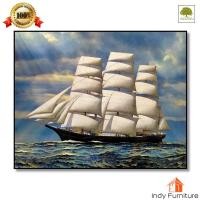 ราคา INDY FURNISH กรอบลอยไม้จริง ภาพมงคล 50x40 cm. เรือสำเภาสีขาว (10591160)