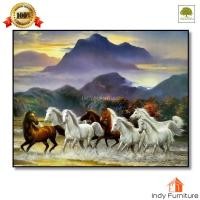 ราคา INDY FURNISH กรอบลอยไม้จริง ภาพมงคล 50x40 cm. ม้ามงคล 8 ตัว (10591167)