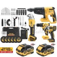 ราคา (แพ็ค 4) DELTON สว่านไร้สาย 3 ระบบ+บล็อกแบต & สว่าน+เครื่องเจียร์ไร้สาย 4 นิ้ว+สว่านโรตารี่ไร้สาย 199V รุ่น MKT-41SET 2แบตเตอรี่ 199V 12Ah (12725002)