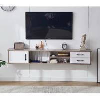 ราคา Loadingofficial-ชั้นวางทีวีรุ่นแขวนติดผนัง มีตู้และลิ้นชักเก็บของ 150 Cm สีเทาขาว (12727308)