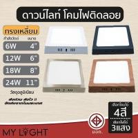 ราคา Mylight ดาวไลท์ติดลอย ดาวไลท์ LED ทรงเหลี่ยม 6W 9W 12W 18W 24W ขนาด 4นิ้ว 6นิ้ว 8นิ้ว 11นิ้ว 6W 4นิ้ว ขอบดำ,วอร์ม WW 3000K (12722837)