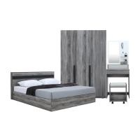 ราคา INDEX LIVING MALLFURINBOX ชุดห้องนอน รุ่นมินิโอ (เตียง, ตู้เสื้อผ้า 3 บาน, โต๊ะเครื่องแป้งพร้อมสตูล) 5 ฟุต สีเทา (12113671)
