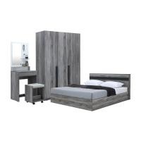 ราคา INDEX LIVING MALLFURINBOX ชุดห้องนอน รุ่นมินิโอ (เตียง, ตู้เสื้อผ้า 3 บาน, โต๊ะเครื่องแป้งพร้อมสตูล) 6 ฟุต สีเทา (12113672)