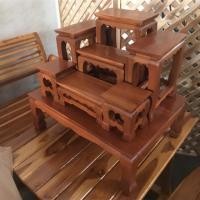 ราคา Nobpha9 โต๊ะพระไม้สักแท้ /แถมฟรีพานตั้งของมงคลโต๊ะหมู่บูชาไม่สักแท้ หมู่7หน้า4 (12664135)