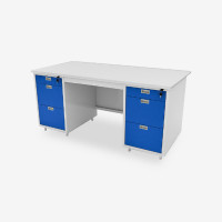 ราคา Luckyworld โต๊ะทำงาน ลิ้นชักซ้าย-ขวา หน้าโต๊ะอิพ๊อกซี่ DX-52 ขนาด 1.6 ม. สีน้ำเงิน (12498243)