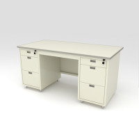 ราคา Luckyworld โต๊ะทำงาน ลิ้นชักซ้าย-ขวา หน้าโต๊ะอิพ๊อกซี่ DX-52 ขนาด 1.6 ม. สีครีม (12498248)