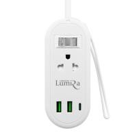 ราคา Lumira ปลั๊กไฟ รุ่น LS-024/2U เก็บสายได้ 1.2 เมตร 2เต้ารับ 2USB 1USB-C มอก. รับ White (12599617)