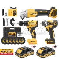 ราคา (แพ็ค 3) DELTON สว่านไร้สาย 3 ระบบ+บล็อกแบต & สว่าน+เครื่องเจียร์ไร้สาย 4 นิ้ว 199V ชุดเครื่องมือ 3-in-1 รุ่น MKT-31SET 2แบตเตอรี่ 199V 6Ah (12725107)