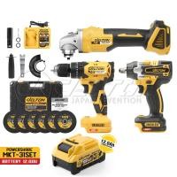 ราคา (แพ็ค 3) DELTON สว่านไร้สาย 3 ระบบ+บล็อกแบต & สว่าน+เครื่องเจียร์ไร้สาย 4 นิ้ว 199V ชุดเครื่องมือ 3-in-1 รุ่น MKT-31SET 1แบต 199V12Ah (โปร) (12725108)