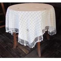 ราคา TiwaHandmade ผ้าปูโต๊ะ ผ้าฝ้ายสีขาวนวล ปักดอกไม้+ถักโครเชต์รอบผืน งานHandmade กลม110cm (12730217)