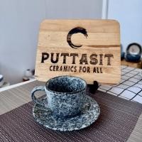 ราคา พุทธสิทธิ์เซรามิค ชุดแก้วกาแฟ + จานรอง เซรามิคสไล์ญี่ปุ่น หินอ่อน (12735437)