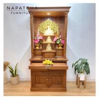 ราคา นภัชชา เฟอร์นิเจอร์ โต๊ะหมู่บูชา แท่นบูชา หิ้งพระ ไม้สักแท้ รุ่น N9-70-01 90 ไม้สักธรรมชาติ สีไม้ (10295177)