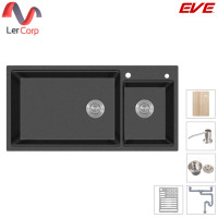 ราคา (Eve) ซิงค์แกรนิต ซิงค์ล้างจานสีดำ CRESTSTONE 980/490 BLACK ฟรี เขียงไม้ ขวดกดน้ำยา อื่นๆ (12741618)