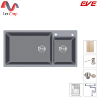 ราคา (Eve) ซิงค์แกรนิต ซิงค์ล้างจานสีเทา CRESTSTONE 980/490 SUPER GREY ฟรี เขียงไม้ ขวดกดน้ำยา อื่นๆ (12741580)