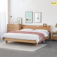 ราคา SUH เตียงนอนรุ่น Hyllot Bed ไม้โอ๊ค สีตามธรรมชาติของไม้โอ๊คแท้ Queen Size 5 ฟุต [157x214x89 CM] Minimal Design (10134152)