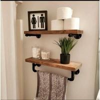 ราคา ชุดชั้นวางของแขวนผ้า ไม้จริง สไตล์ลอฟท์ Walnut,20×40cm. (10710049)