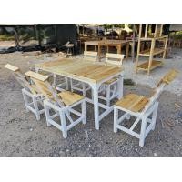 ราคา aroon furniture - ชุดโต๊ะกินข้าวไม้สนนอก 70x150 + เก้าอี้พนักพิง 6 ที่นั่ง สีขาว ท็อปเคลือบยูรีเทน (12364523)