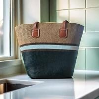 ราคา บ้านรักษ์สาน กระเป๋าสาน สะพายข้าง ใบใหญ่ บุผ้า มีซิป มี 3 ลายให้เลือก ทรงสวยมาก แบบ 10 (12737881)