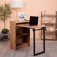 ราคา HAUS LIFE โต๊ะทำงานพับได้ มีชั้นวาง ตู้เก็บของ Oak + Black frame (12520104)