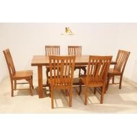 ราคา PF_Phrae ชุดโต๊ะรับประทานอาหารไม้สัก 6ที่นั่ง สีเนื้อไม้ โต๊ะ1+เก้าอี้6 (10976005)