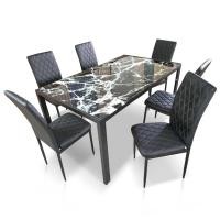 ราคา HOT DEAL ชุดโต๊ะอาหารหน้ากระจกนิรภัย 6P โต๊ะดำ top ดำ + กอ.ดำ (10614650)