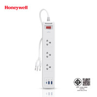 ราคา Honeywell ปลั๊กรางไฟป้องกันไฟกระชาก 3 ช่อง สายยาว 1.8 เมตร พร้อมช่องเสียบ USB-A 2 ช่อง และ USB-C 1 ช่อง รุ่น HC000038 (12752629)