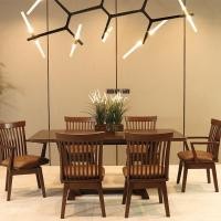 ราคา Furyouliving.com ชุดโต๊ะกินข้าว 6 ที่นั่ง ไม้จริง รุ่น แกนดัลฟ์ & แคตนิส (GANDALF & KATNISS) โต๊ะเก้าอี้ 6ที่นั่ง สีไม้วอลนัท (10164076)